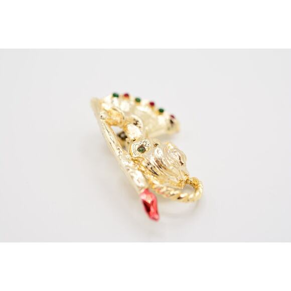 Tancer II Vintage Christmas Angel Pin Brooch Enamel Gold Holiday Signed BinAJ - Picture 7 of 12